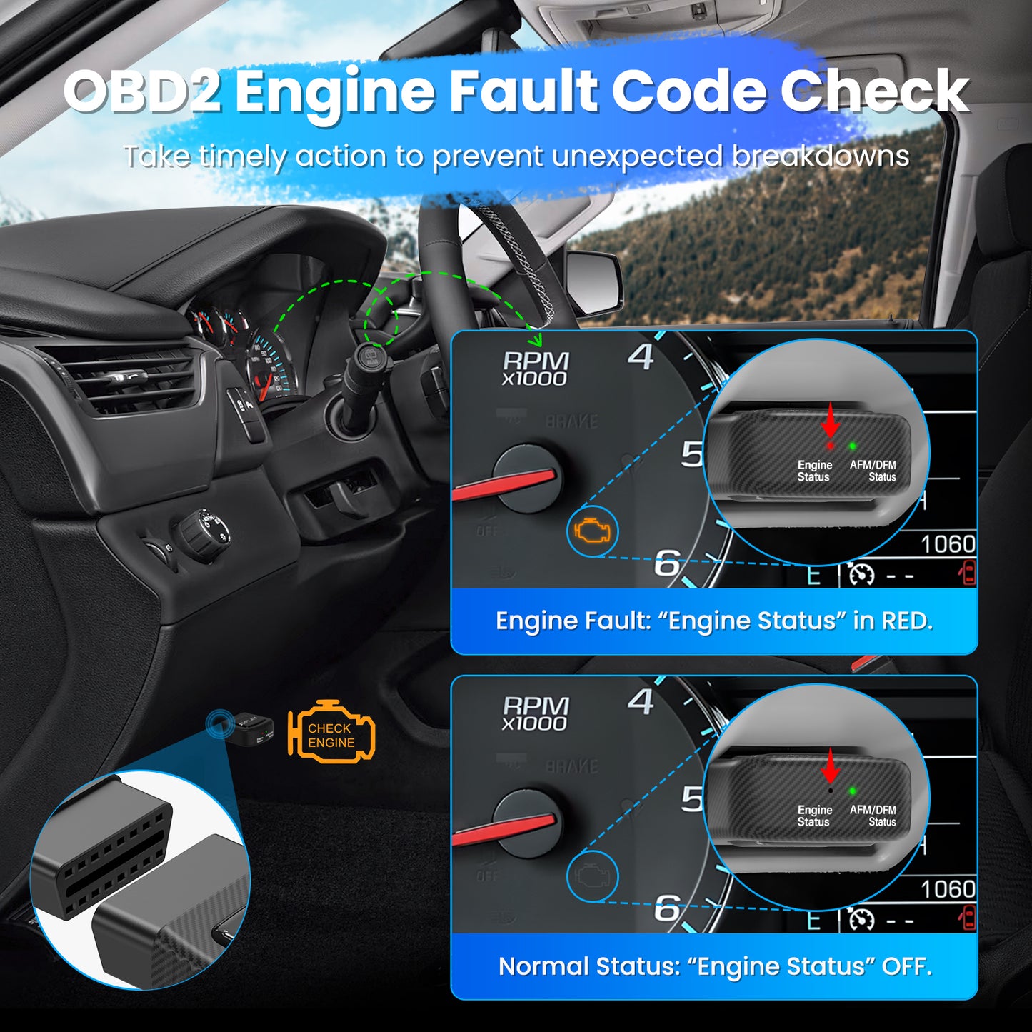 JOPLAY AFM DFM Disabler, with OBD2 Engine Fault Code Check