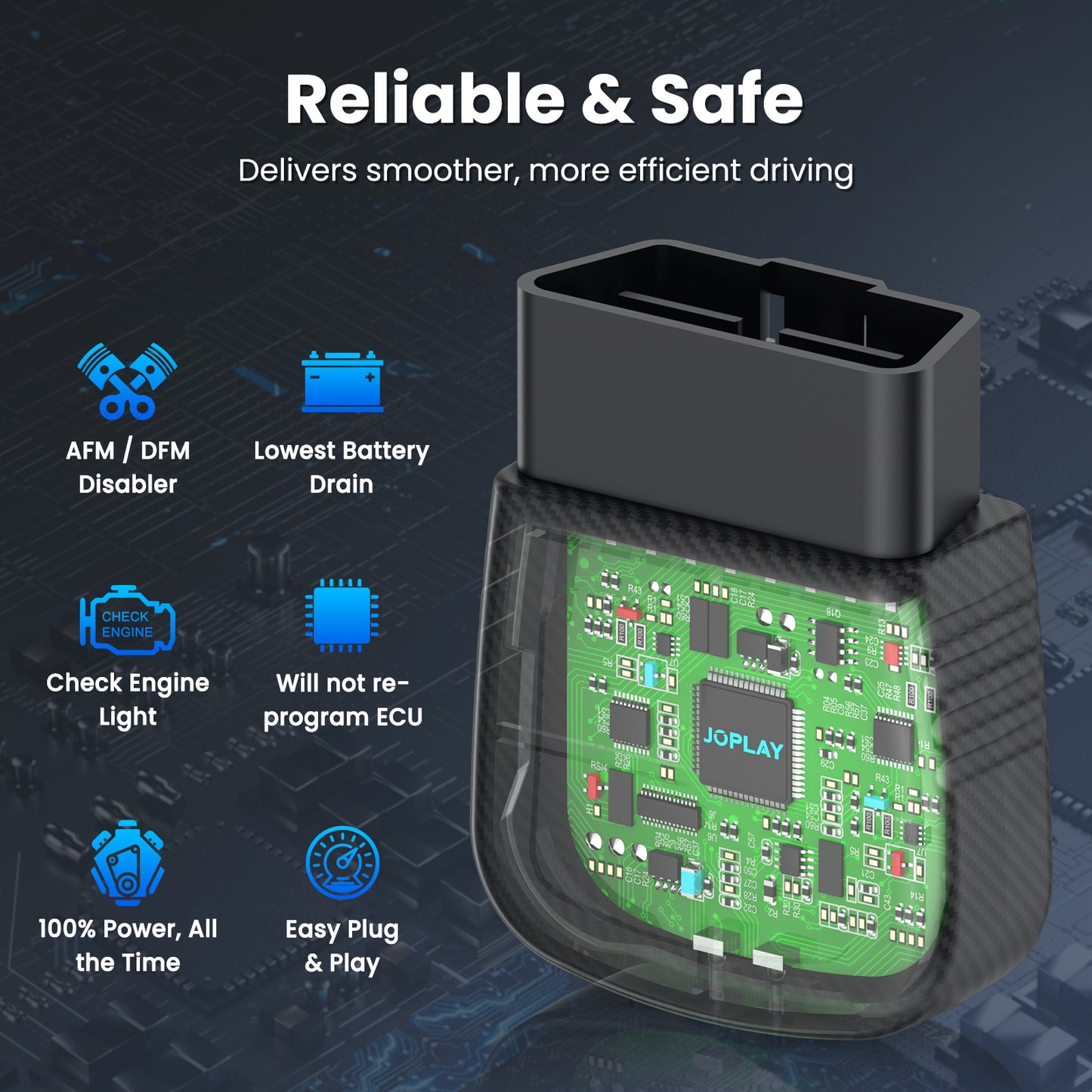 JOPLAY AFM DFM Disabler, with OBD2 Engine Fault Code Check