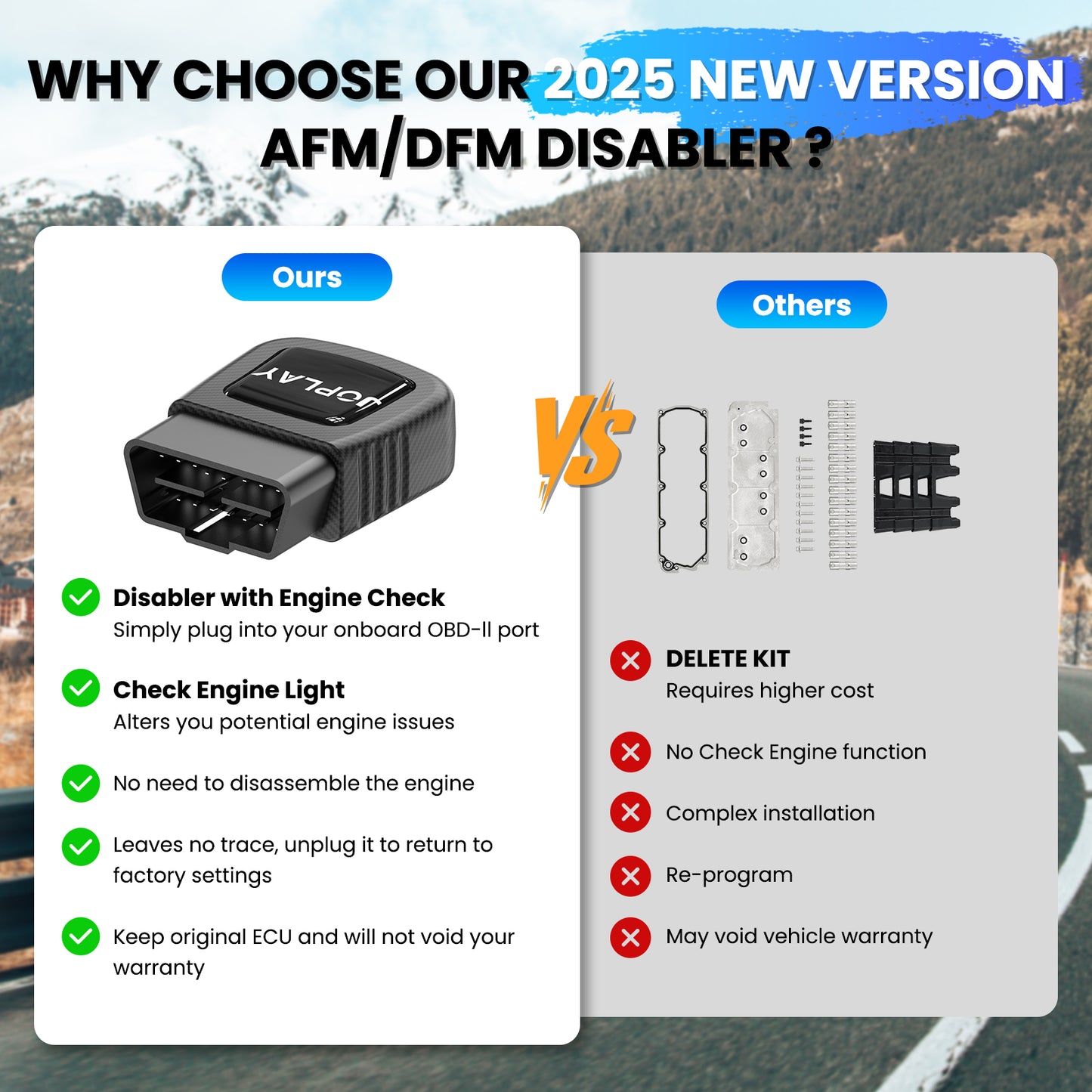 JOPLAY AFM DFM Disabler, with OBD2 Engine Fault Code Check